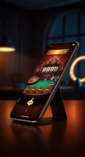 Capture d'écran de l'interface mobile de l'application Tortuga Casino affichant des machines à sous et des options de menu tactile, optimisée pour le jeu en déplacement.